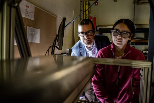 teacher and student in lab